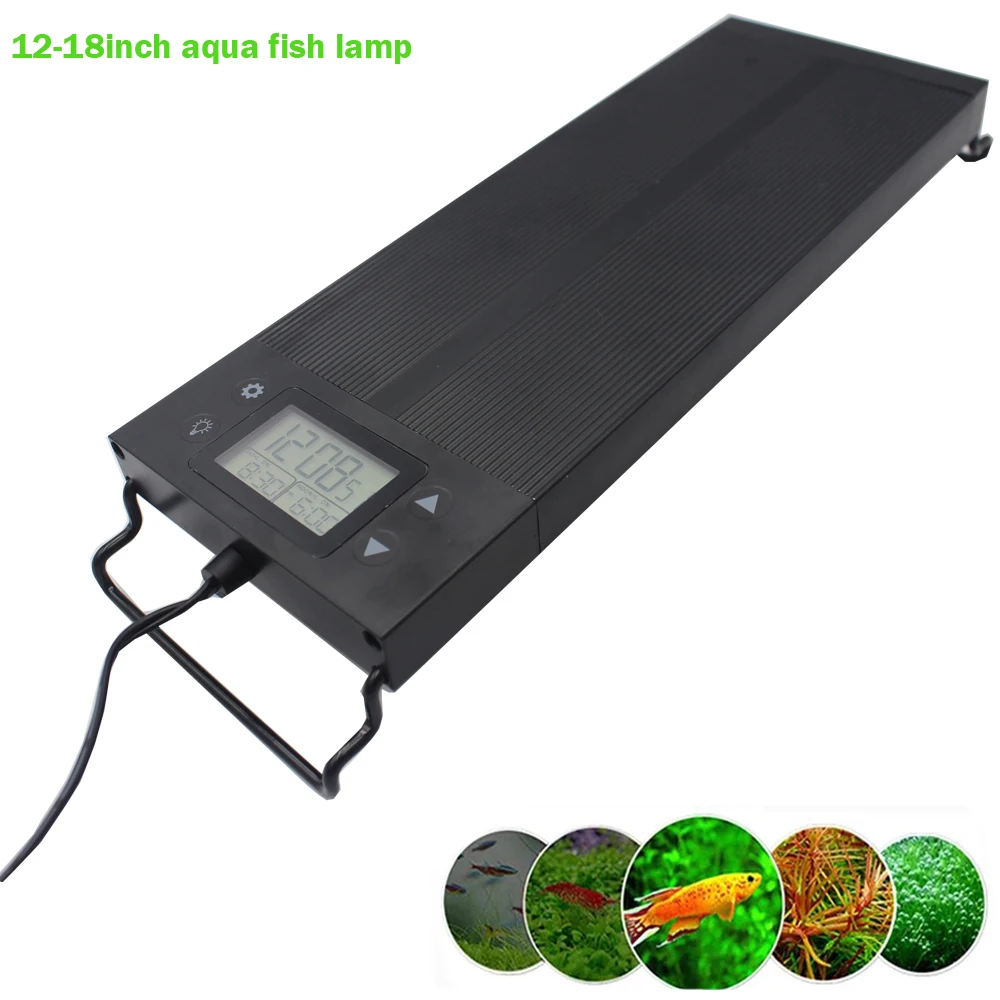 12inch-18-24inch Waterproof Programma 8 Colors Auto On Off Full Spectrum LED Aquarium Light Fixture for Freshwater Planted Tank