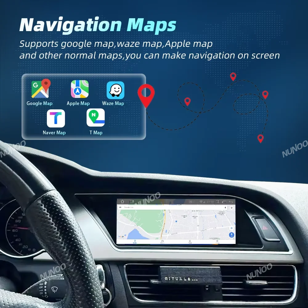 Pantalla Multimedia Inalámbrica con Carplay y Android Auto para Audi A5 S5 2009-2016, Sistema Inteligente de Navegación, Audio Estéreo, Android 14 6