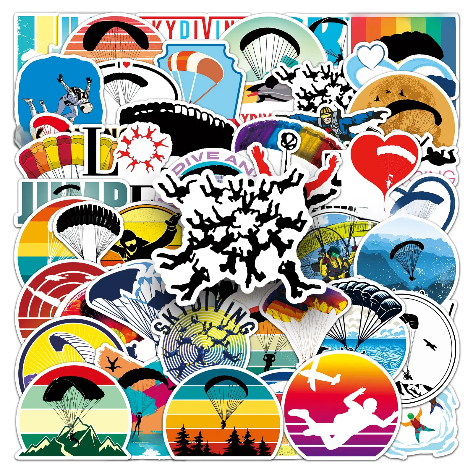 AliExpress GOGOTU 10/30/50PCS Thrilling Skydive Cartoon Stickers Extreme Sports Sticker DIY Scrapbook Luggage Laptop Phone Car Bike Skateboard Toy