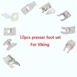 10 pcs presser foot for Husqvarna Viking SEWING MACHINES Embellishment Foot Piecing Foot 7 Groove Cording Foot