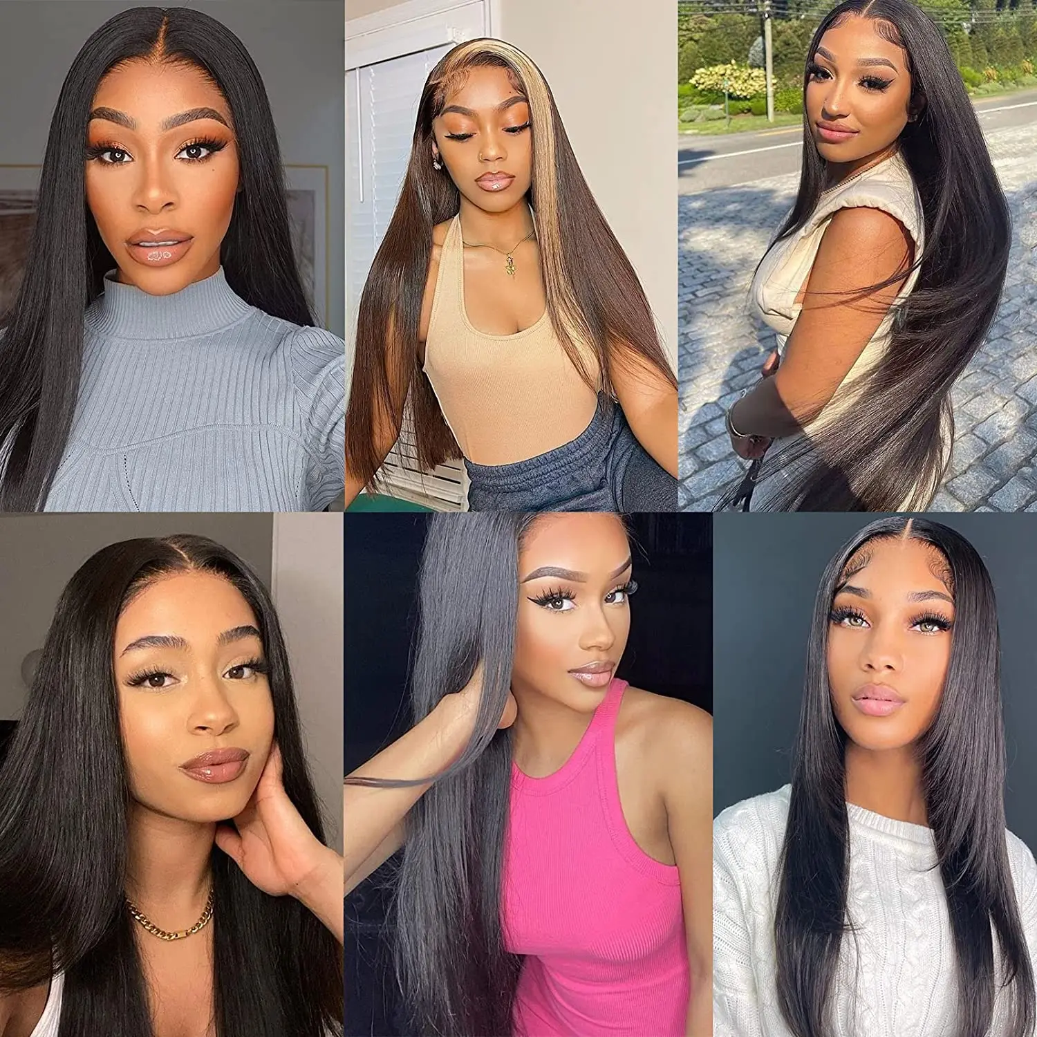 Perruque Cheveux Humain Straight Brazilian Human hair 13x4 Lace Frontal 100% Human Hair 4x4 Lace Closure Natural Color Remy Hair