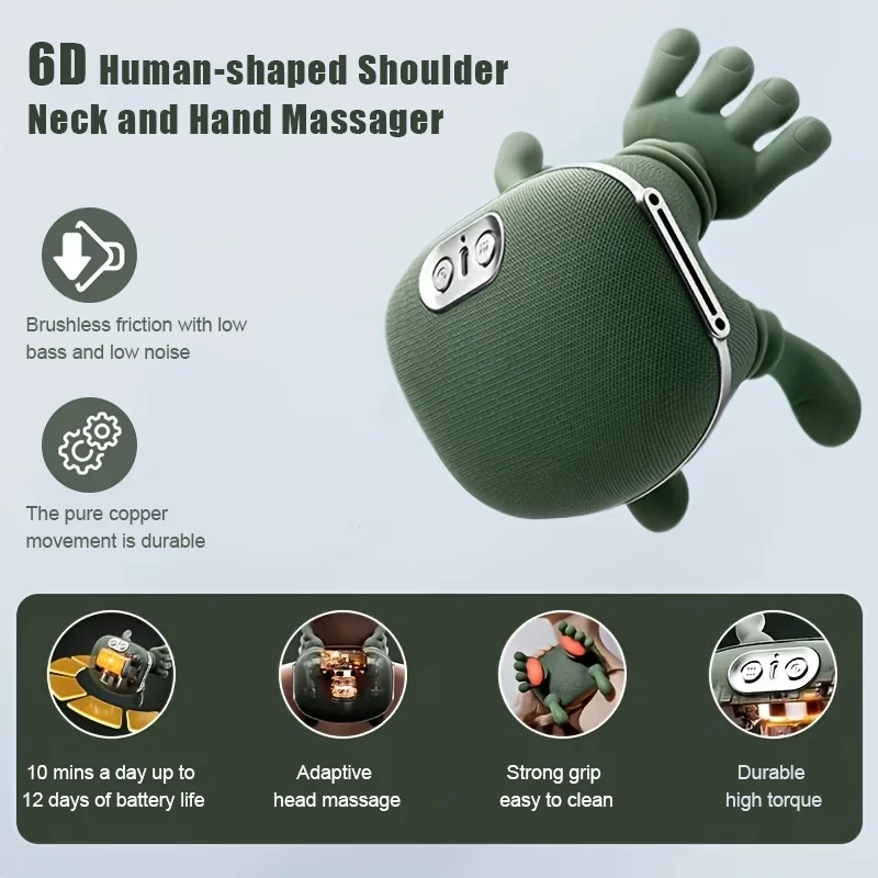 

Портативный электрический массажер с мощным бесщеточным двигателем — оснащен функциями акупрессуры и разминания с функцией массажа N.