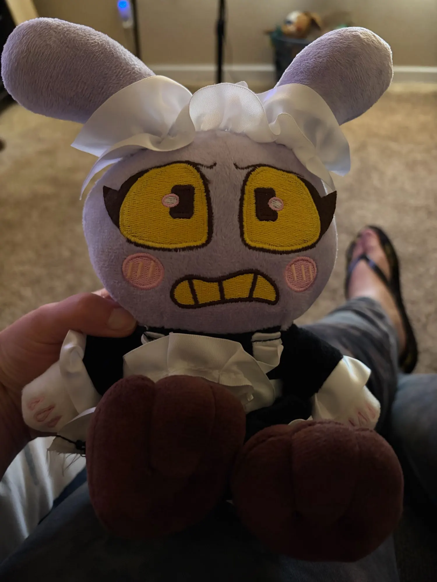 25CM Funny Maid Jax Plush Rabbit Doll Holding Gun Soft Stuffed Animal Amazing Digital Doll Circus Cartoon Toy For Kids Gift photo review