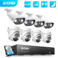 ZOSI 5MP/8MP 8CH Security Cameras System Two Way Audio PoE NVR Kit AI Human Vehicle Detection Outdoor CCTV Surveillance IP Cams