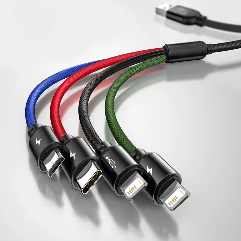 Baseus Kabel USB 3 w 1 typu C do Samsung Xiaomi Mi Kabel 4 w 1 do iPhone 14 13 12 X 11 Pro Max Ładowarka Kabel Micro USB — zdjęcie produktu 7