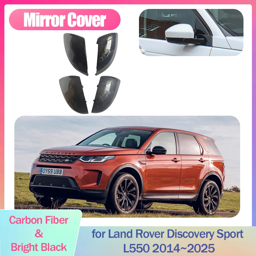 

Car Mirror Cover for Land Rover Discovery Sport L550 2014~2025 Displace Cap Wing Carbon Fiber Black Trim Shell Part Accessories