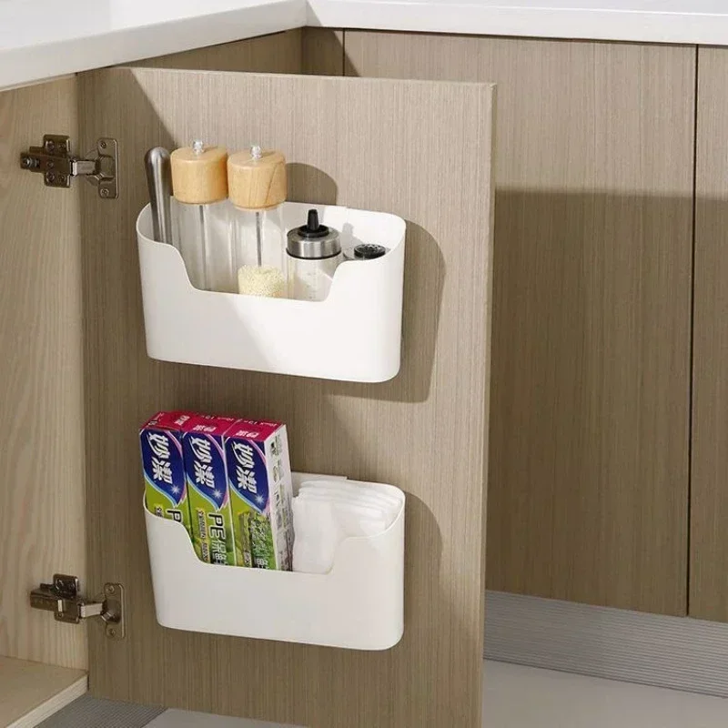 Küche Wand-montiert Klebstoff Lagerung Rack Multifunktionale Schrank Tür Lagerung Box Unter
