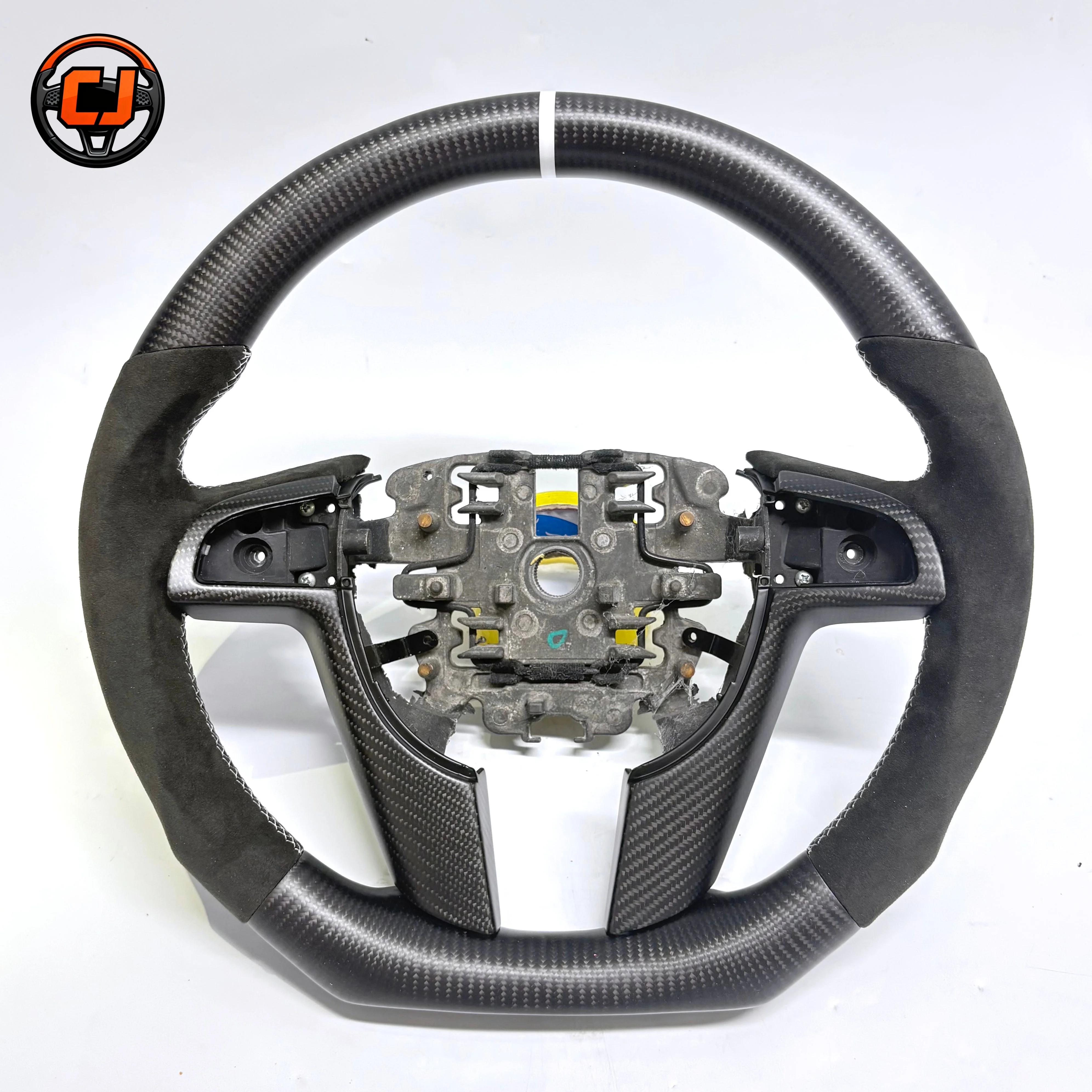 For Holden VE Pontiac G8 GT HSV SSV Commodore 2008 2009 White Stripe Matte Carbon Fiber Steering Wheel