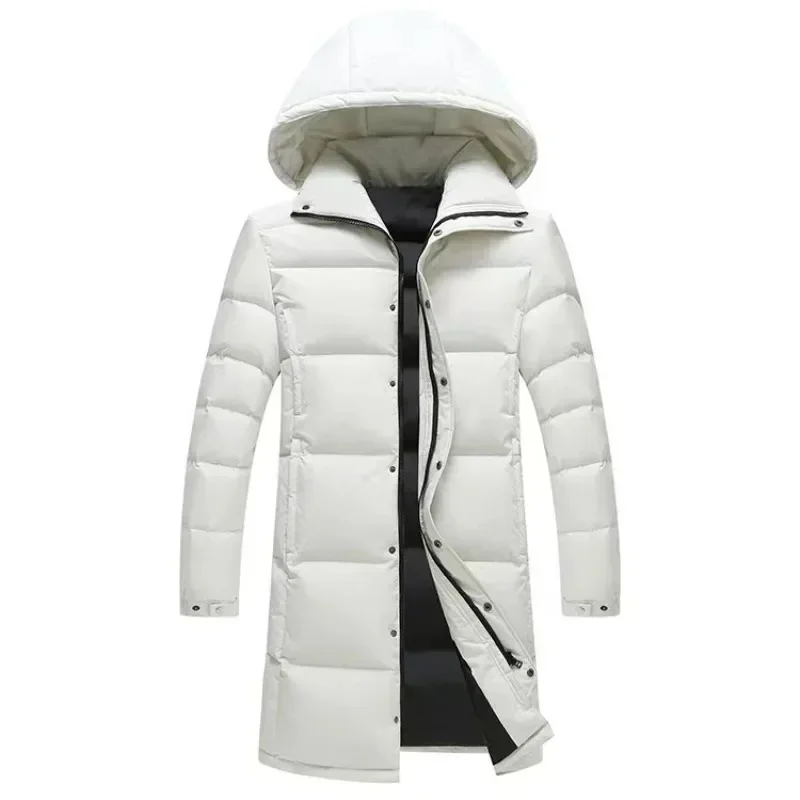 Nowe zimowe płaszcze z kaczego puchu Mężczyźni Długie kurtki puchowe z kapturem Unisex Casual Parkas Jakość Pary Outdoor Wiatroszczelne Ciepłe Kurtki 3X — zdjęcie 2