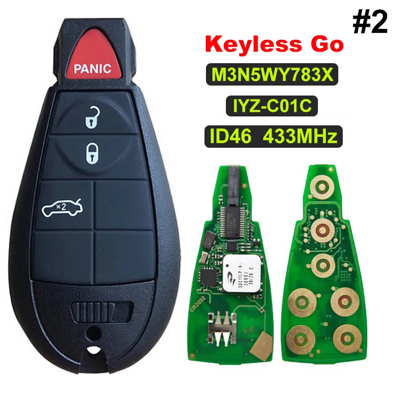 CN015100 Keyless go For 2011-2019 Chrysler Dodge Caravan Smart Car Key M3N5WY783X 5026591AK IYZ-C01C 433Mhz PCF7945