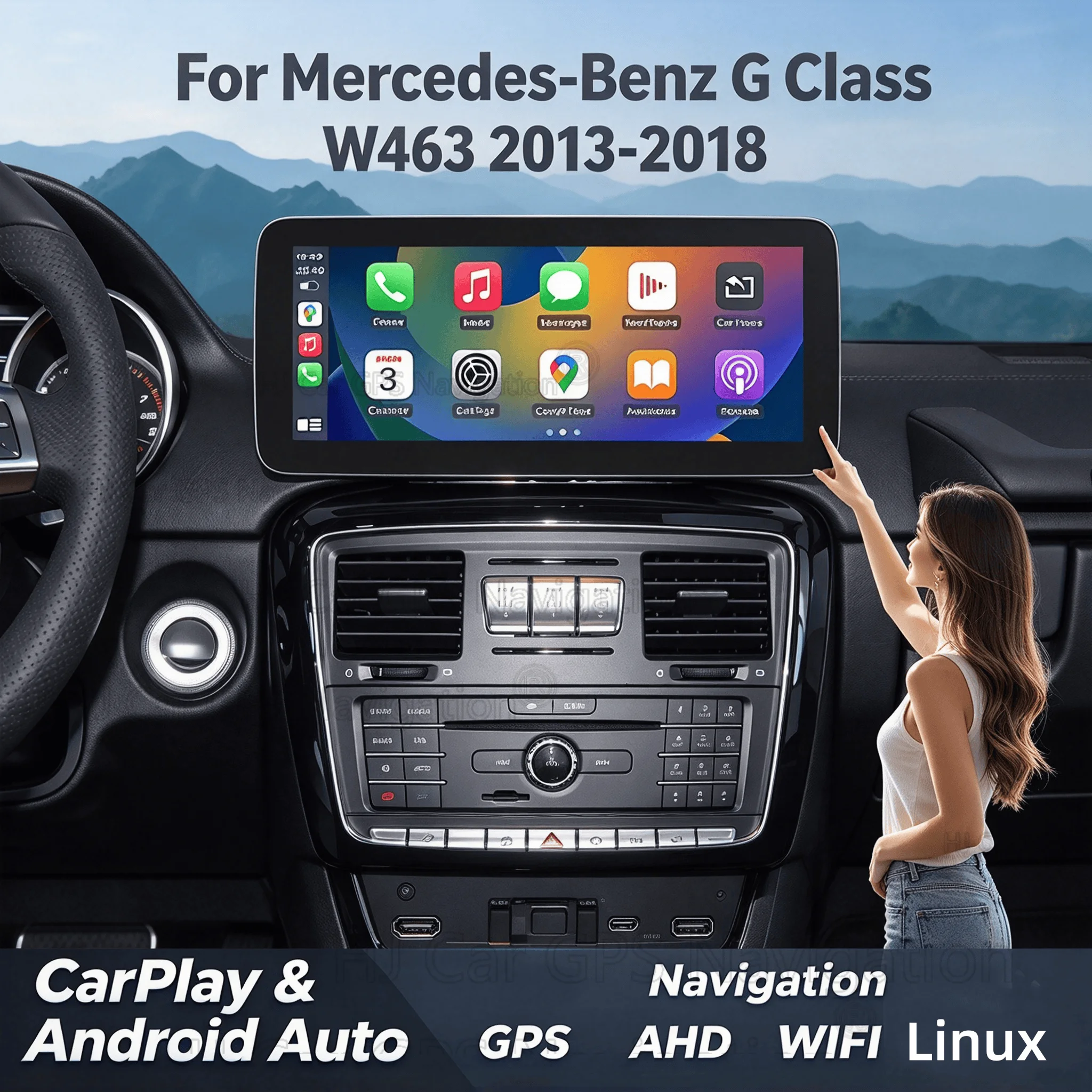 12.3 Ultra-thin Touch Screen Multimedia Dispaly For Mercedes-Benz G Class W463 2013-2018 NTG4.5/ NTG5.0 Navigation Android Auto