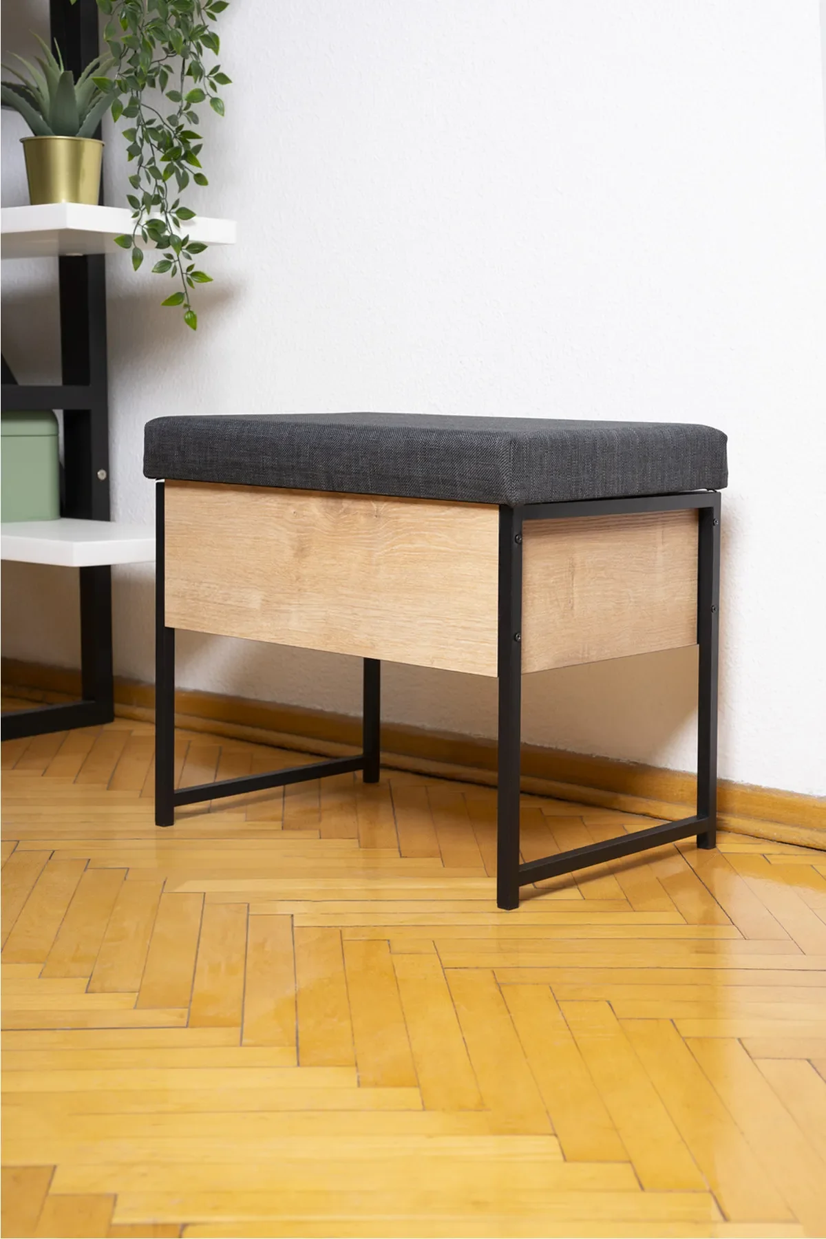 Metal Wooden Crate Stylish Pouf Bench Handmade Foorest Foorest Bench Seat Shoe Rack Shoe Paint Brush Box Cabinet