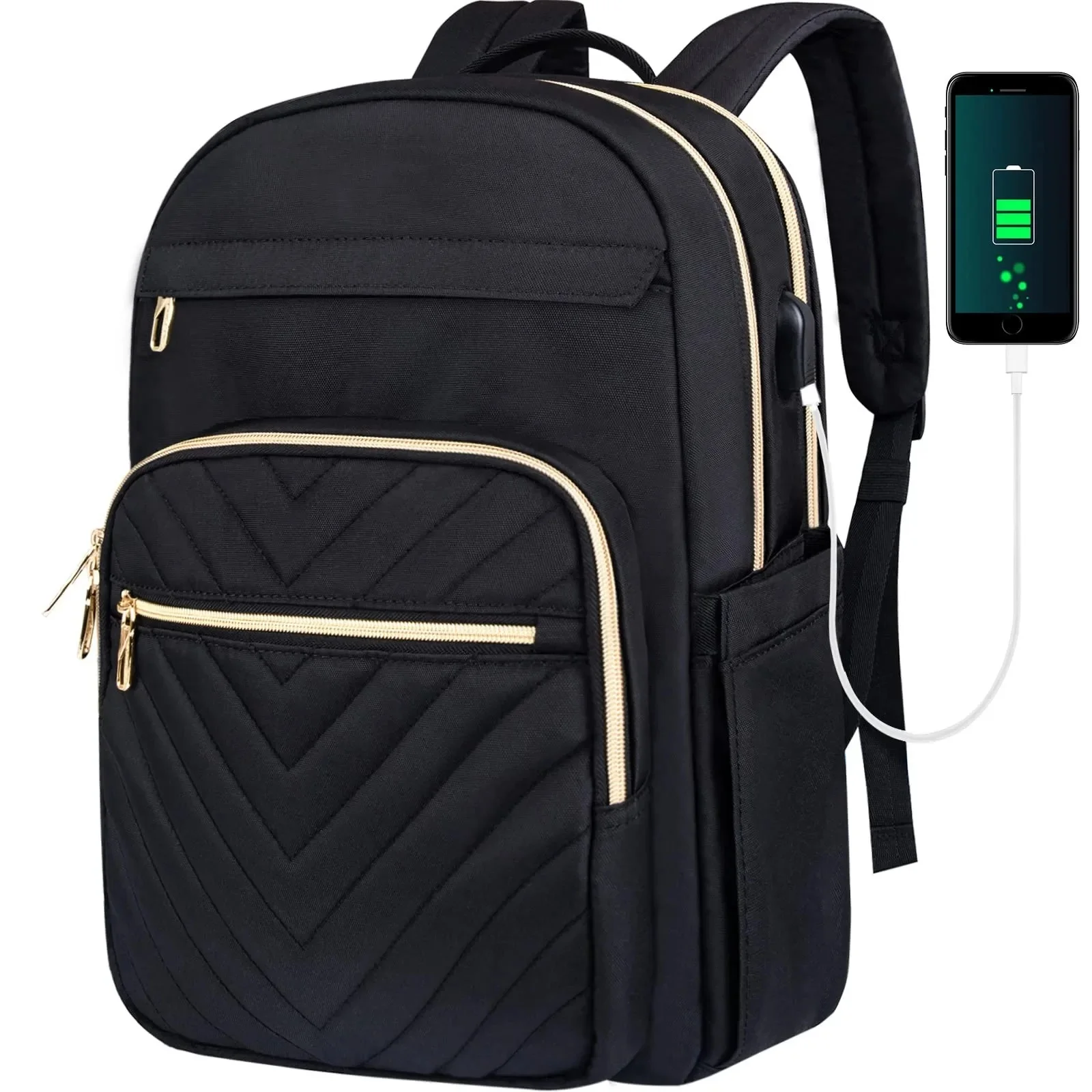 Sac à dos pour ordinateur portable pour femmes travail voyage sacs d'ordinateur sac à dos d'école pour étudiant fille décontracté avec port USB adapté pour ordinateur portable 15.6 pouces