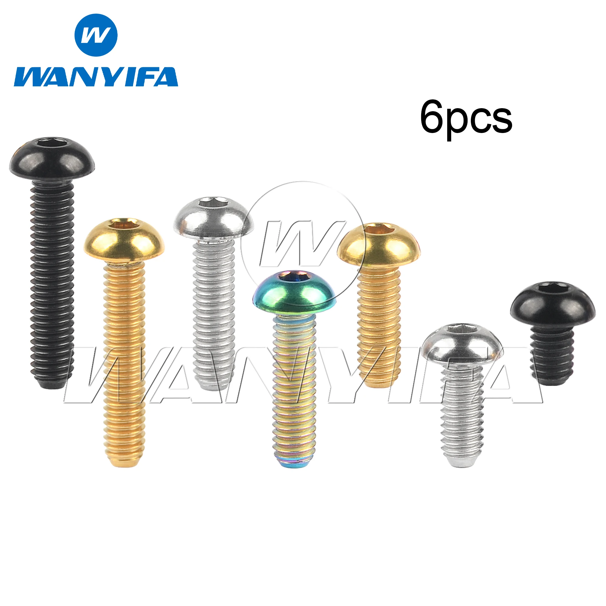 

Wanyifa 6pcs Titanium Bolt M4x6 8 10 12 15 20mm Button Hex Allen Key Head Screws for Bike Parts