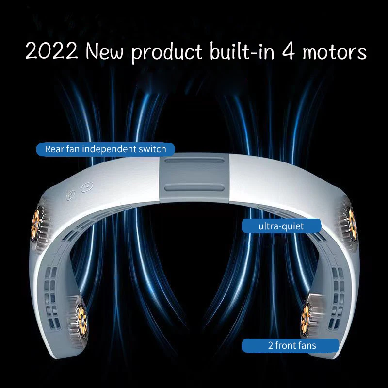 Ventilatore da collo portatile Mini ventilatore senza lama a mani libere ventilatore da appendere a 360 ° di raffreddamento condizionatore d'aria con Design ricaricabile per cuffie USB