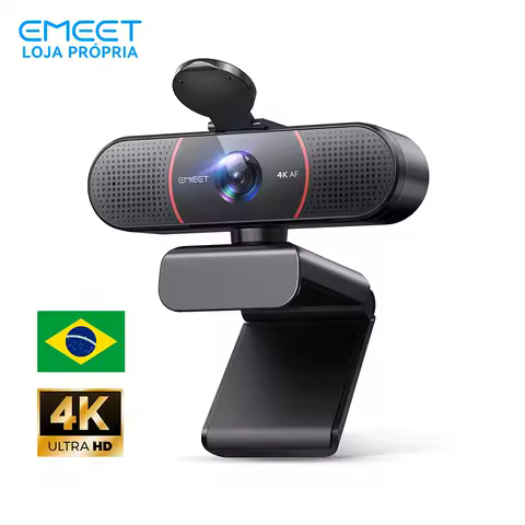 Webcam 4K 1080P 60fps EMEET C960 Câmera USB 4K com Microfones 73 ° Câmera de Vídeo com Autofoco FOV para Computador/PC/Laptop com Zoom