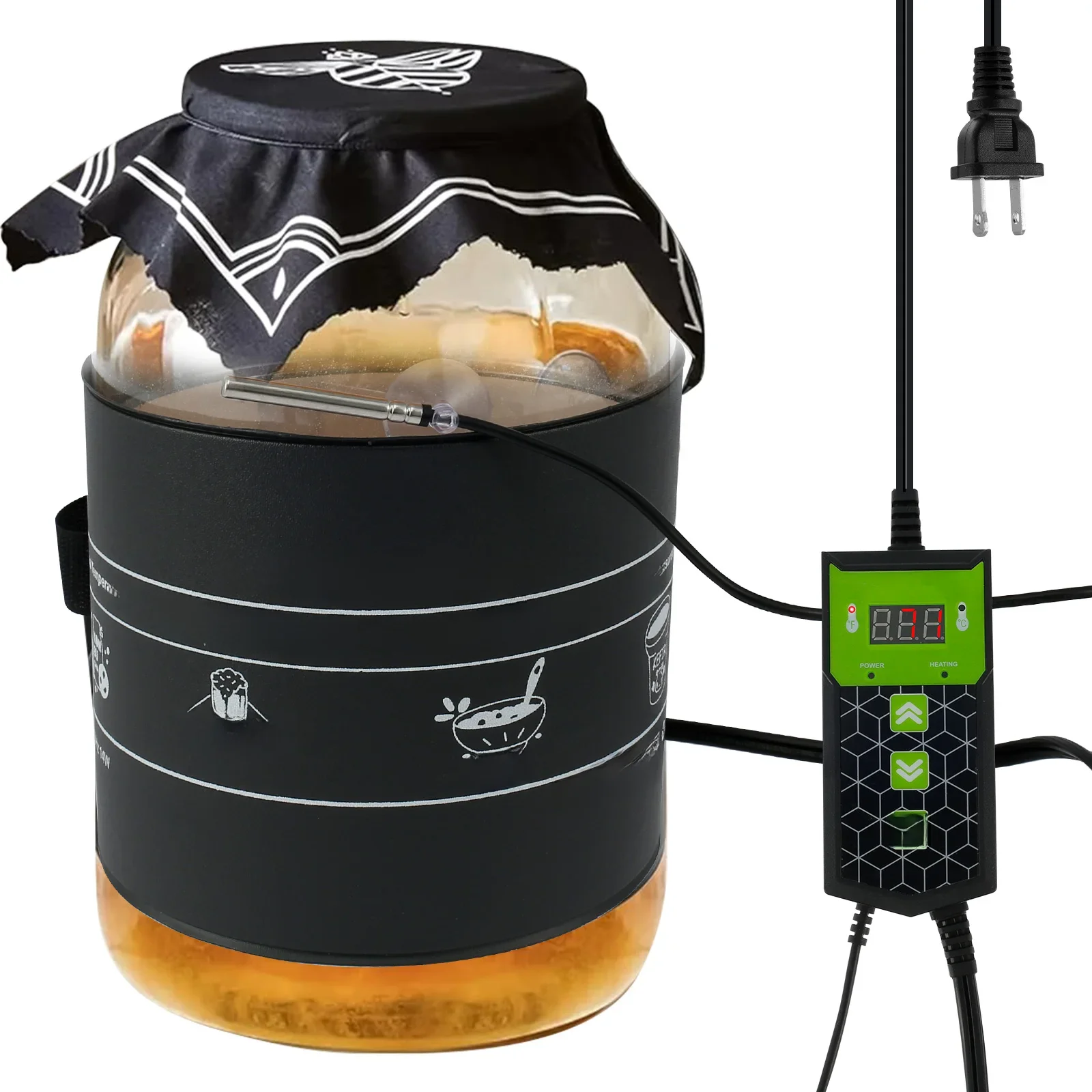 Kombucha Heating Wrap Even Heating Kombucha Jar Heater Wrap Wodoodporna podkładka grzewcza do fermentacji Trwała podkładka grzewcza do fermentacji — zdjęcie 2