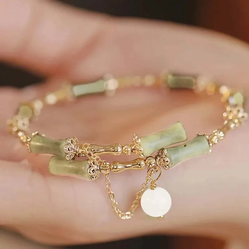 Bracelet vert en bambou pour hommes et femmes, bijoux de mode, pendentif muguet romantique, cadeau JOParty, tendance, diversifier