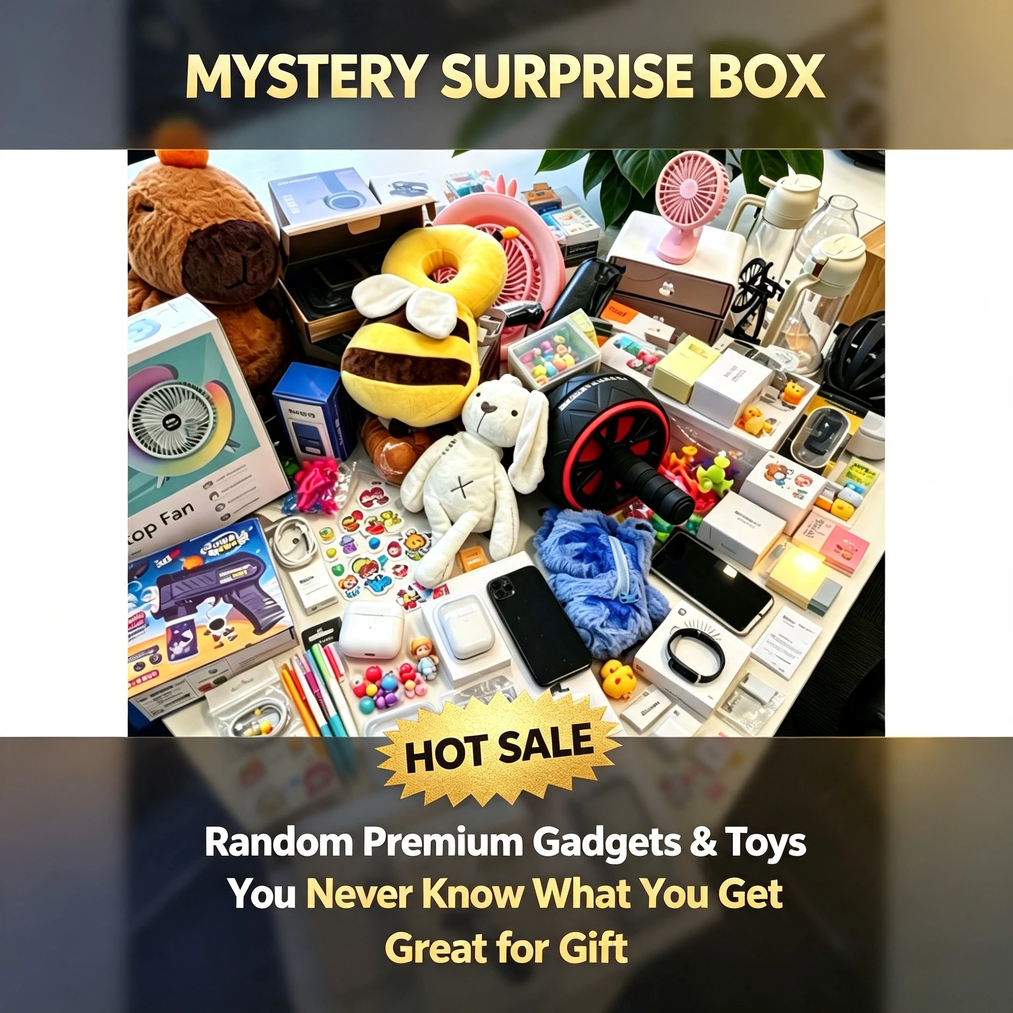 Mystery Box Surprise Pack, Random Mixed Items Containing Home Goods, Digital Gadgets & Mini Accessories, Thrilling Unboxing Surp