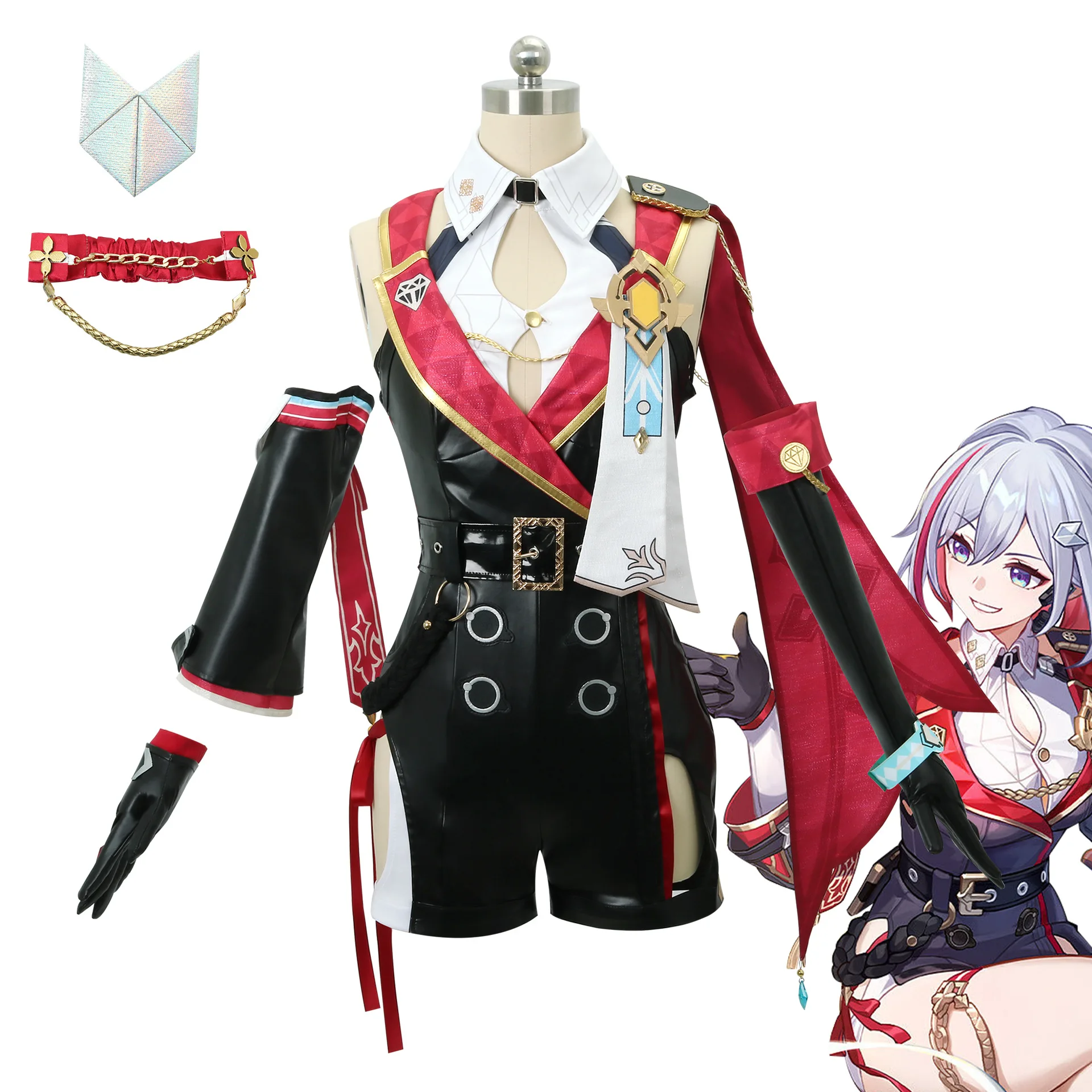 토파즈 Numby 코스프레 의상 딥 v 넥 Honkai 스타 레일 토파즈 의상 할로윈 코스프레를위한 여성 군사 의상