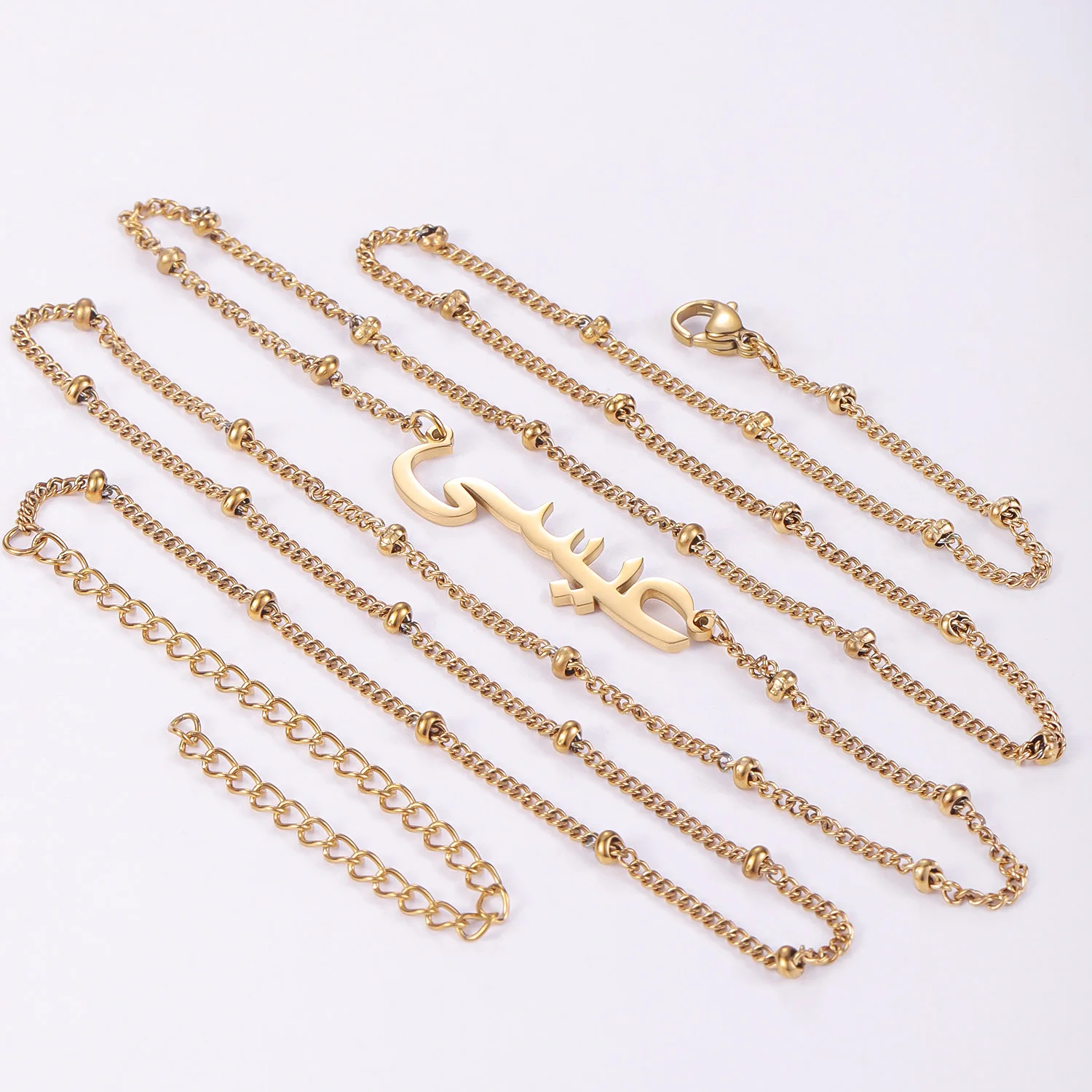 Qitian Customized Arabic Name Waist Chain Personalized Layered Body Charm Chains Pendant Stainless Steel Jewelry Fo Women Gift