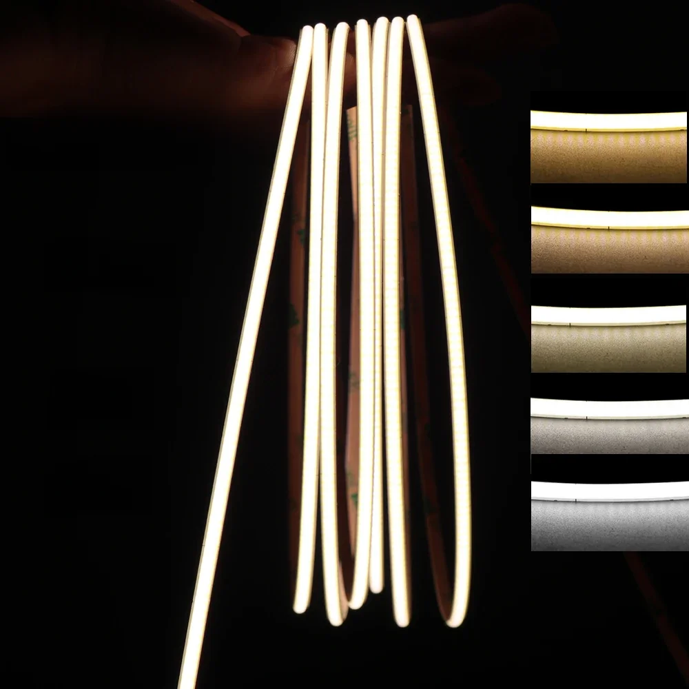 4 mm COB-LED-Lichtleisten, 12 V, 24 V, 480 LEDs/m, warmes, natürliches, kühles Weiß, für Raum- und Auto-FOB-Dekoration, flexibles Band, Hintergrundbeleuchtung, Dimmer