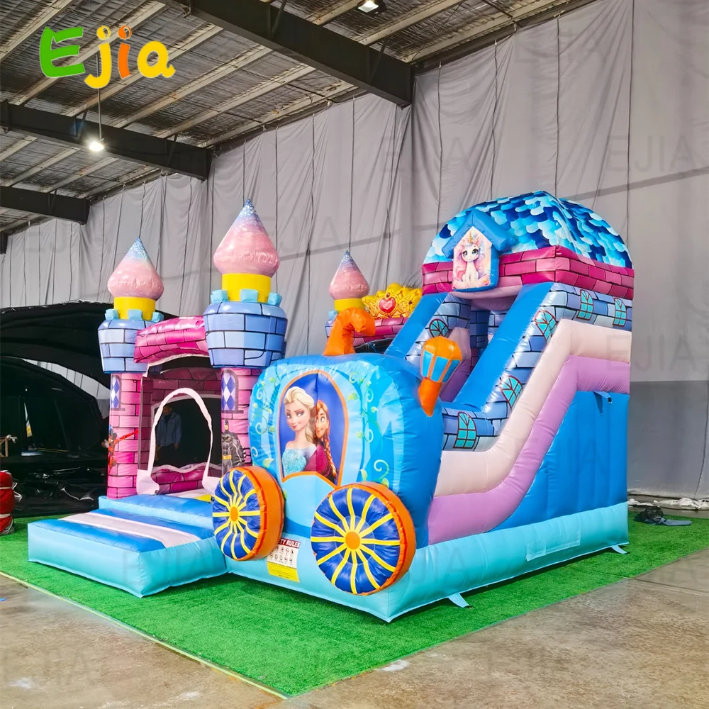 Komersial Warna-warni Putri Gadis Tema Rumah Bouncing Tiup Trampolin Combo Jumping Castle Combo Slide House Untuk Pesta