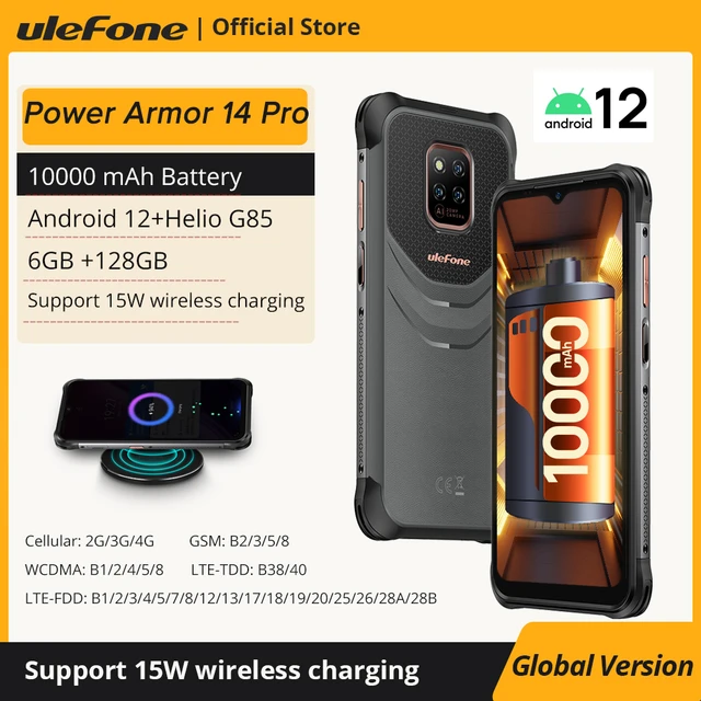 Ulefone Power Armor 14 Pro Rugged Phone 10000mAh Android 12 Waterproof  Smartphone 128GB Wireless Charging NFC Global version