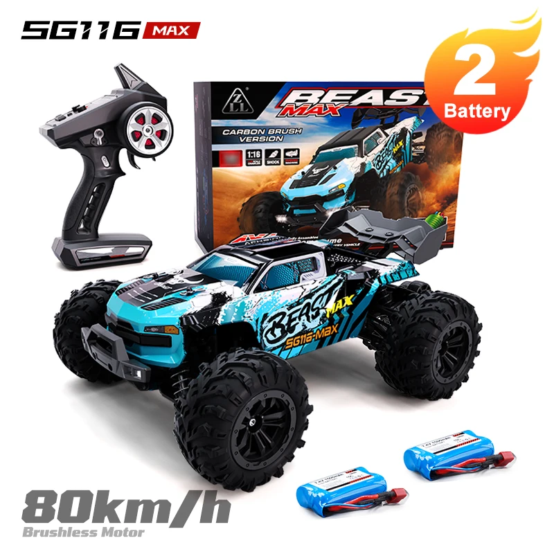 ZNLYRION SG116MAX PRO 4WD RC Auto 1:16 Bürstenloser 80KM/H Hochgeschwindigkeits-Offroad-Monstertruck 2,4GHz Ferngesteuertes Auto mit LED-Licht für Kinder und Erwachsene