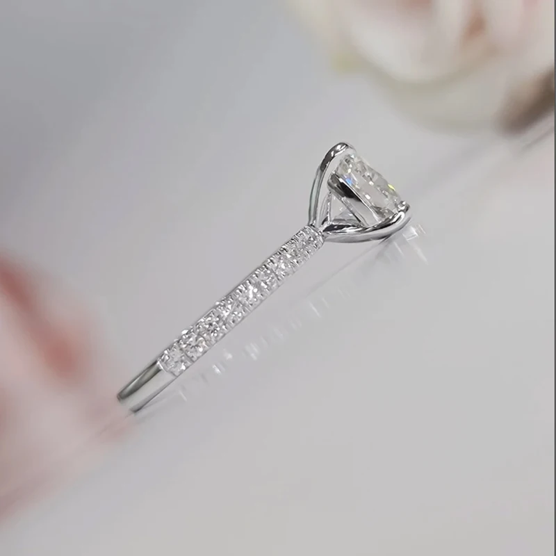IGI Certified 2CT CVD lab Grown Square Cushion Cut Diamond EF VS Cushion Ring Lab Grown Diamond Engagement Ring 14k White Gold