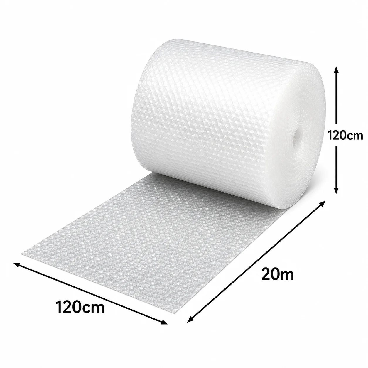 Luftpolsterfolie 120 cm x 20 m – Stoßdämpfende Blasenfolie für Umzug, Versand & Verpackung – Wiederverwendbar