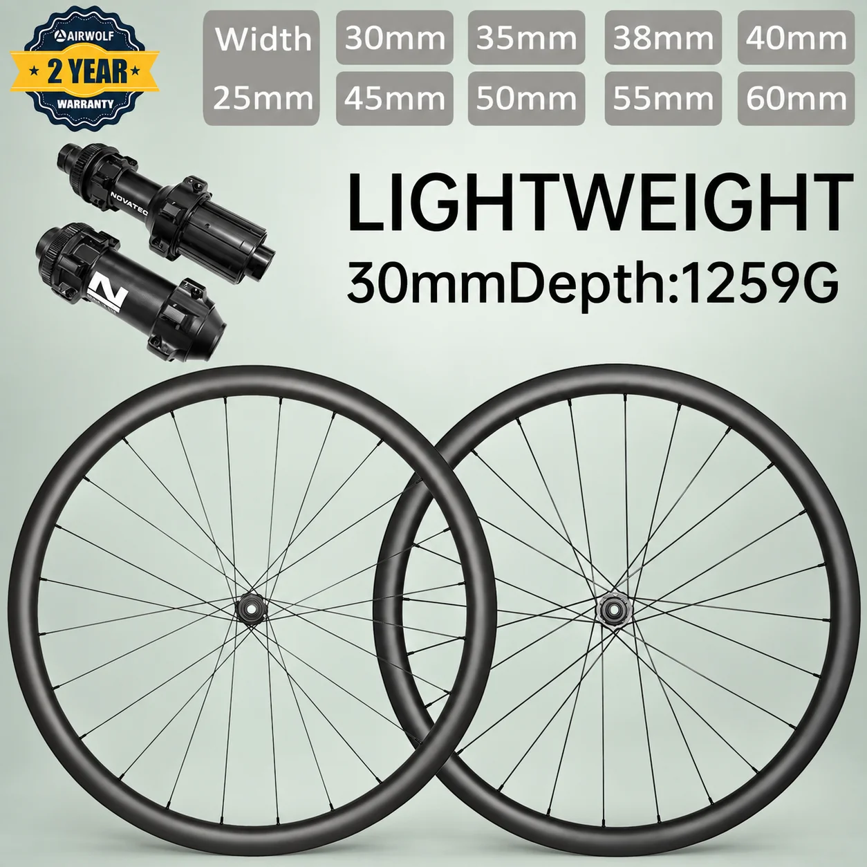 Carbon Road Bike Wheelset 700C Disc Brake Tubeless Clincher T800 Center Lock 411 412 25mm 18mm 30-60mm Thru Axle 24H Aero HG XDR