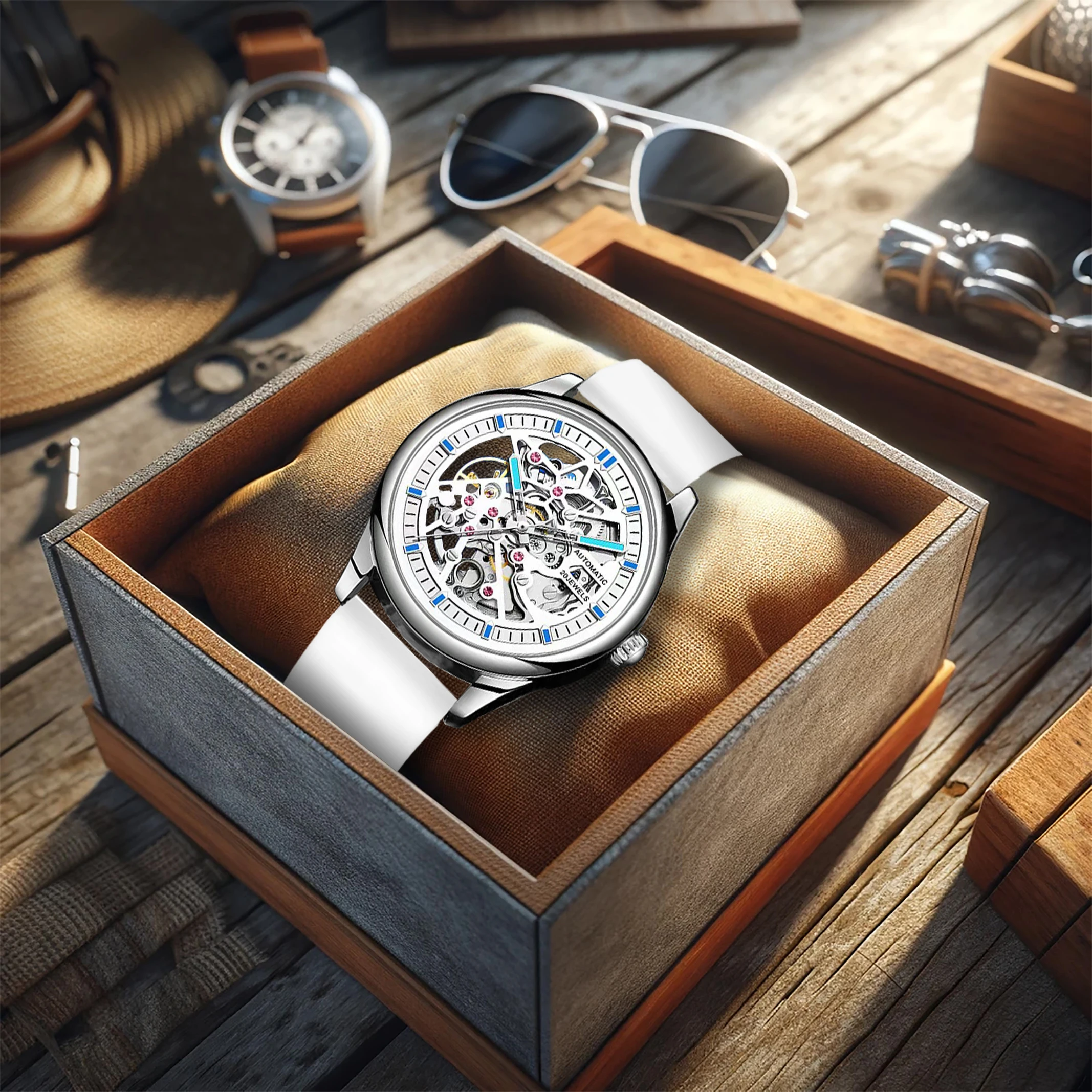 

Часы мужские механические с силиконовым ремешком, Модные ажурные деловые элегантные спортивные, модные трендовые