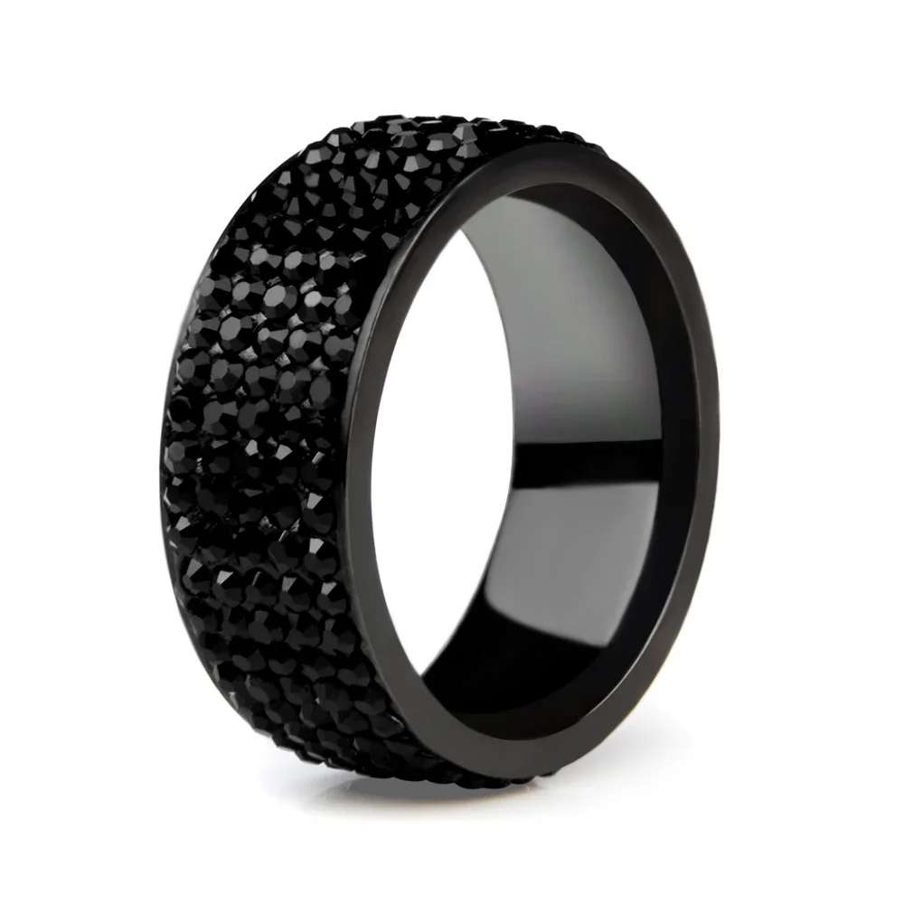 Hohe Qualität Punk Rock Edelstahl Schwarz Ring Männer Blau Rot Grün Kristall Ring Für Frauen