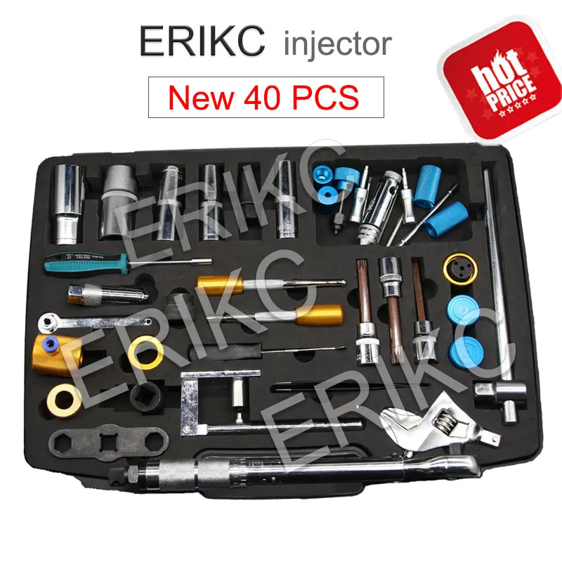 ERIKC Hot Sale Injector Repair Tool Kits Diesel Fuel Injector assembly disassembling tool Total 40 pieces