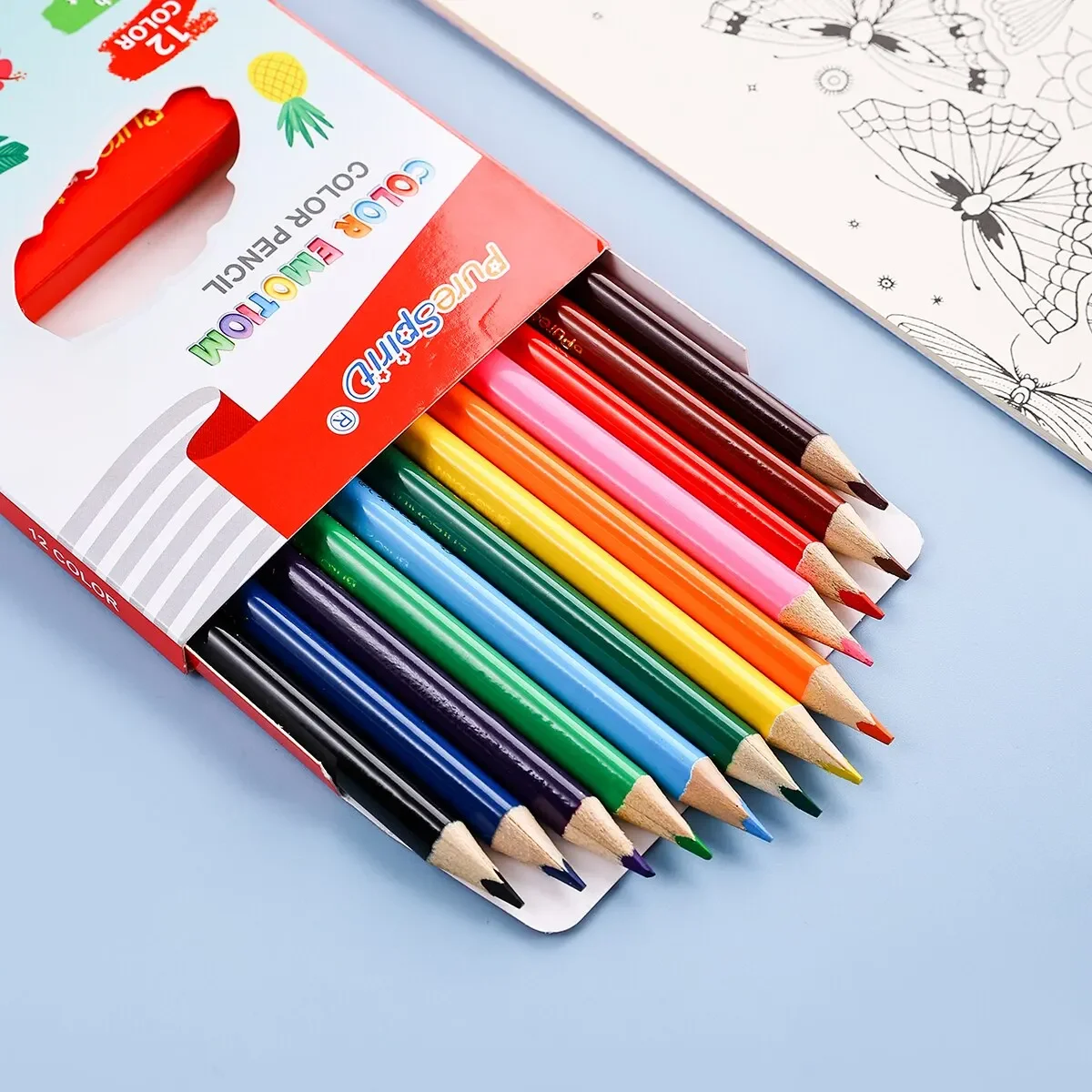 -Juego de mini crayons de colores, 12 colores, lápices pré-afilados de colores cortos para dibujar,