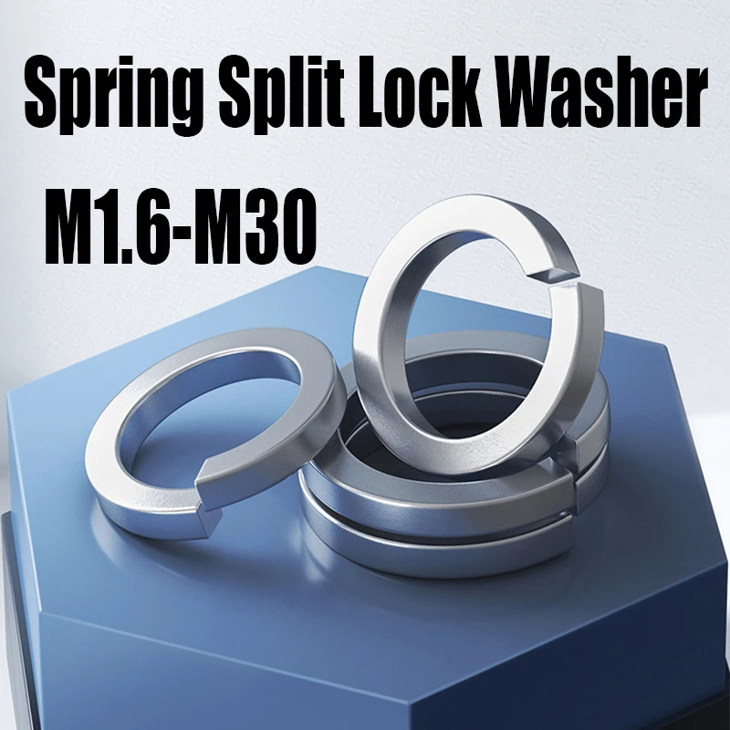 

2-50PCS M1.6-M30 304/316/201 Stainless Steel Spring Split Lock Washer Elastic Gasket Thickened Metal Round Spring Washer