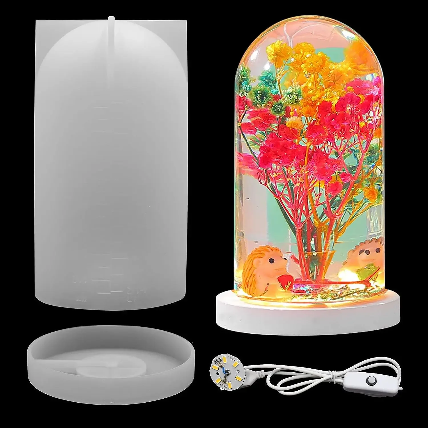 DIY kryształowa forma z żywicy epoksydowej Led lampka nocna ozdoba sferyczny uchwyt lampy cylindryczna forma silikonowa — zdjęcie 2