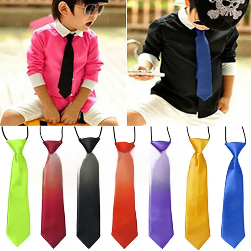 Cravate respirante, élastique, couleur unie, pour garçon, pour mariage