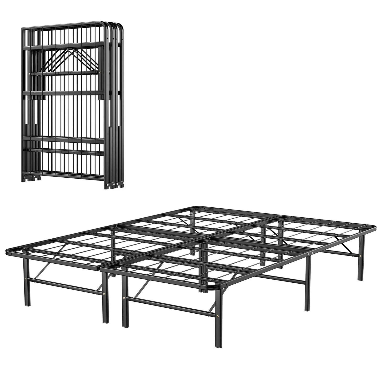 14" Queen Size Metal Platform Bed Foldable Mattress Foundation Tool-Free