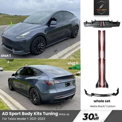 Modely Body Kits For Tesla Model Y 2020- 2023 Matte Carbon Rear Diffuser Side Spillter Spoiler Bumper Lip Tesla 2023 2024 Tuning