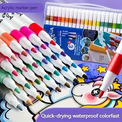 Quick Dry Acrylic Paint Pens Waterproof Fine Tip for DIY Art Canvas Wood Glass Drawing Crafting Ergonomic Design for Adults Stud