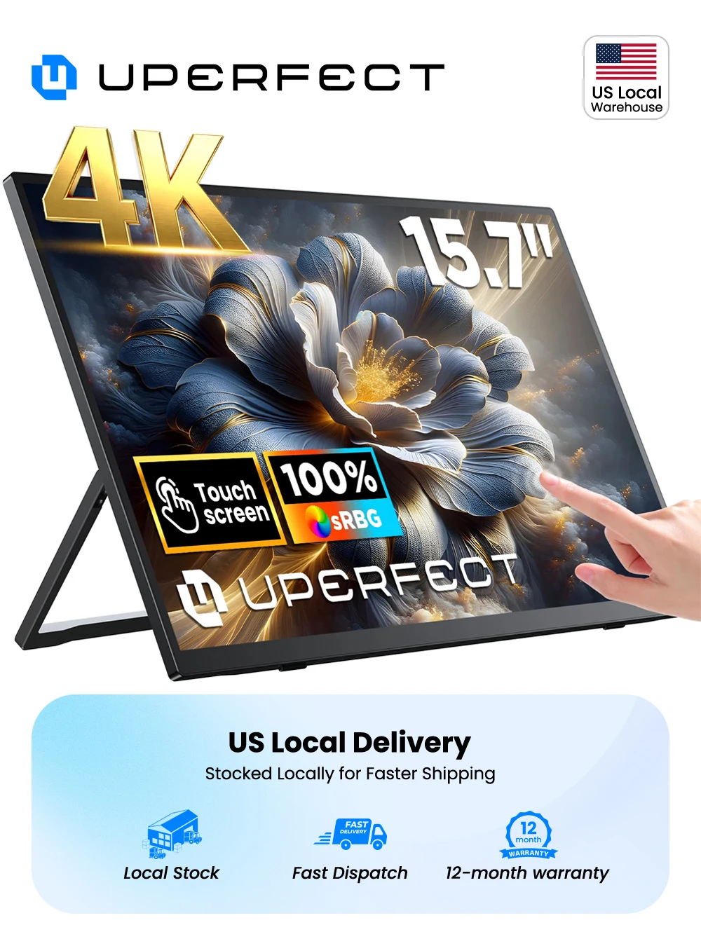 Pc Gaming Y Monitor - UPERFECT 4K Portable Monitor Touchscreen 15.6