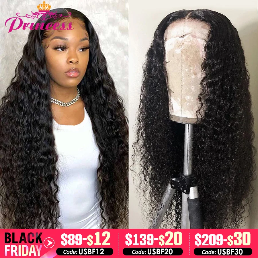 Princess 13x4/13x6 HD Transparent Lace Front Human Hair Wigs PrePlucked Brazilian Deep Wave Lace Frontal Wig with Baby Hair