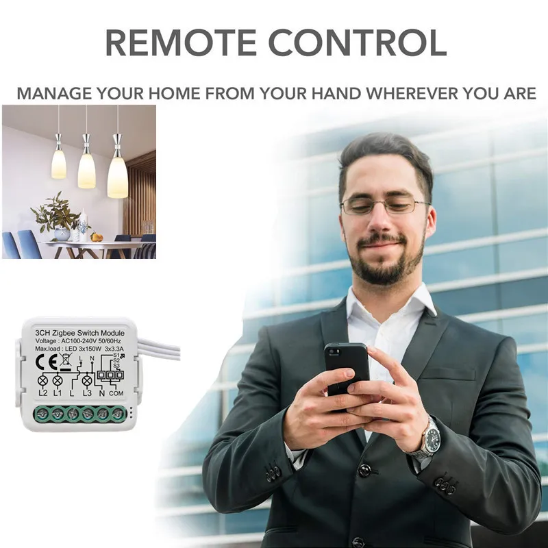 Módulo Interruptor Tuya WiFi, 4 Dispositivo de Modificação Gang, AP Timing, Controle de Voz, Alexa, Google Home, Precisa Usado com Gateway