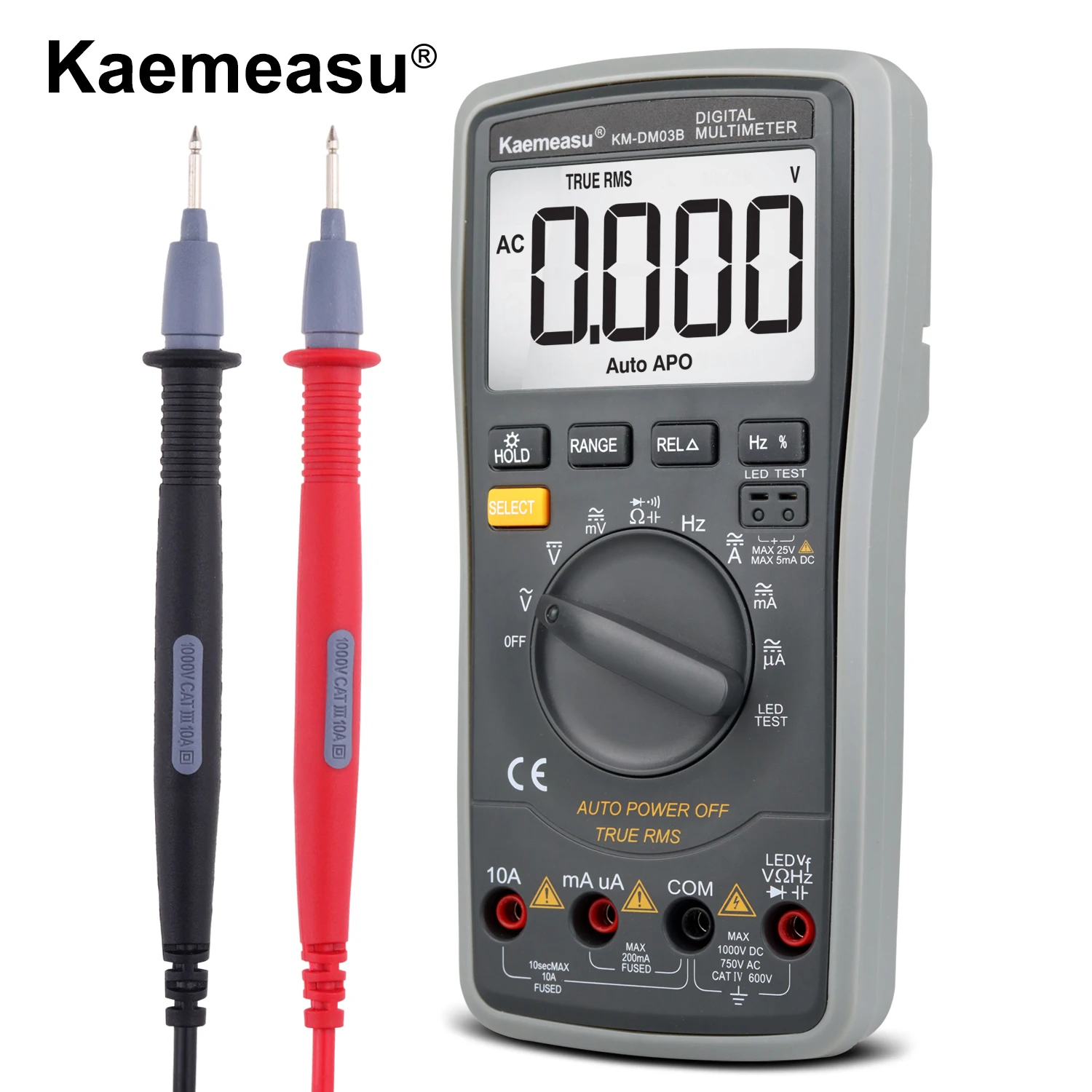 Kaemeasu-multímetro Digital Multifuncional Km-dm03b 6000 Contagens True Rms Dc24v Teste de Saída de Alta Tensão Alta Qualidade
