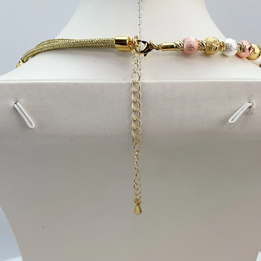 EMMA موضة دبي مطلية بالذهب الخرز القلائد أقراط خواتم مجموعات المجوهرات الجميلة للنساء هدايا مجوهرات الزفاف FHK21414 #4