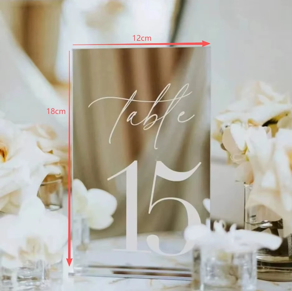 Modern Table Numbers - Wedding Table Numbers - Gold Mirror Table Signs - Wedding Table Decor - Reception Signage