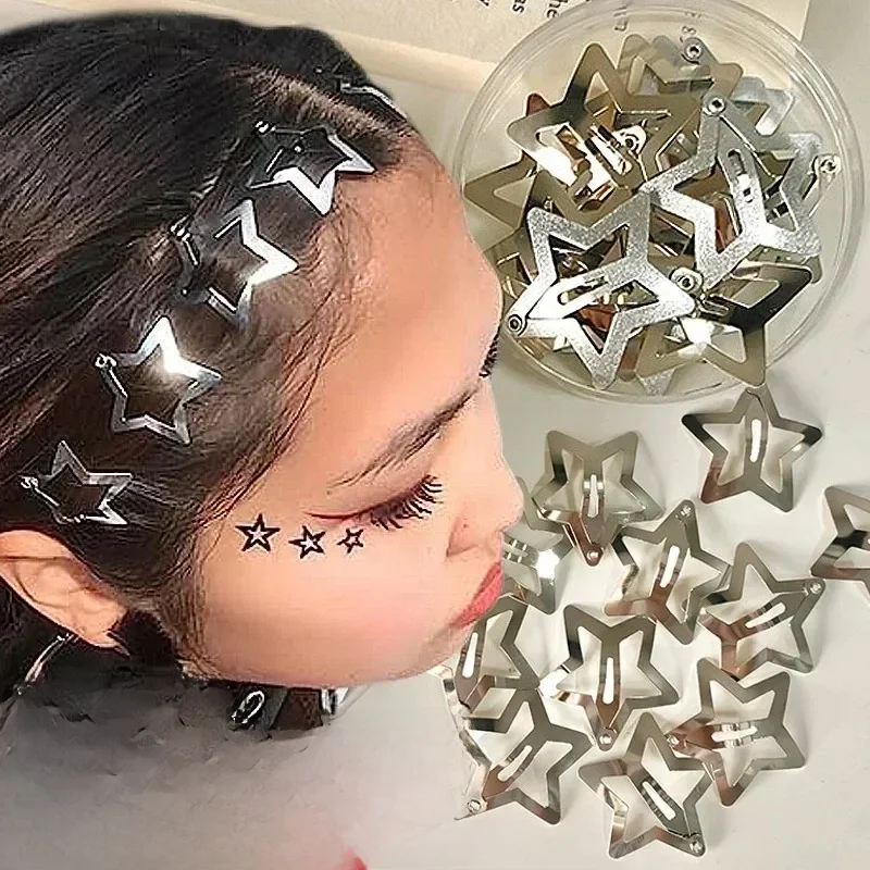 Pinces à cheveux étoile argentée Y2K pour filles, 2-50 pièces, étoile en filigrane, épingles à cheveux en métal, Barrettes, bijoux pour cheveux, épingle à cheveux sans nickel