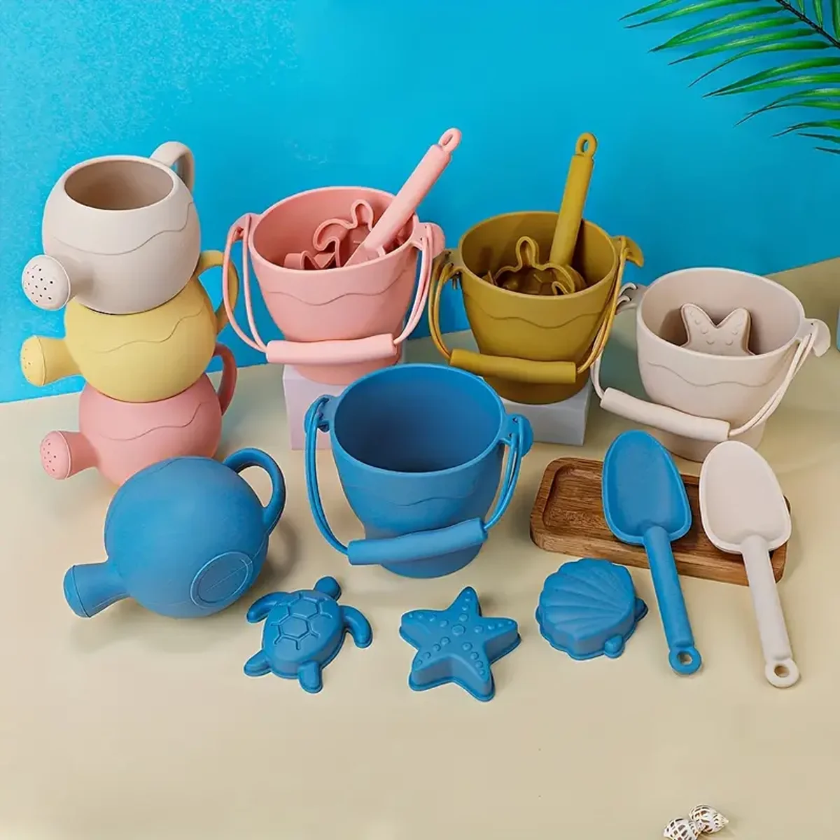 

6pcs Child-Friendly Beach Sand Toy Set Silicone with Sands & Durable Bucket Colorful Perfect for Creative Outdoor Play